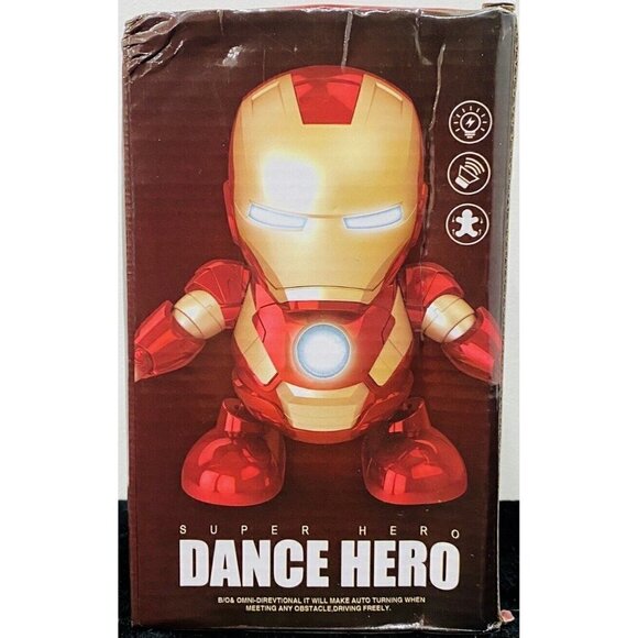 Iron Man Dancing Robot Action Figure Toy Red Light Music - Picture 1 of 5
